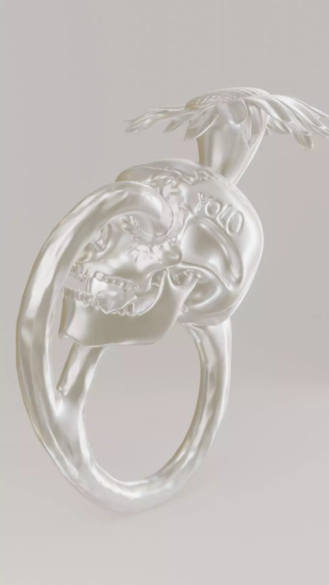 skull flower ring 3D print - REMAKE 3D print model