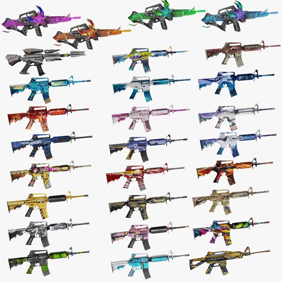 M4A1 Rifle Game Weapon 31x 3D model_5