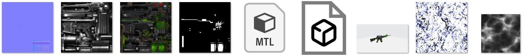 M4A1 Rifle Game Weapon 31x 3D model_35