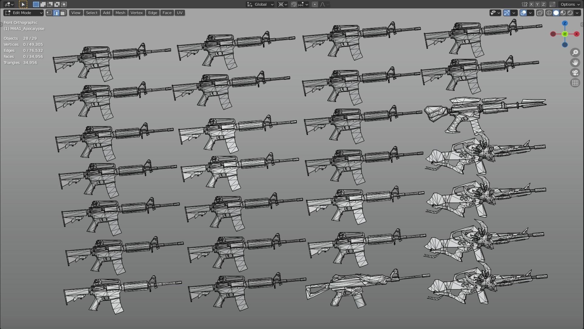 M4A1 Rifle Game Weapon 31x 3D model_3