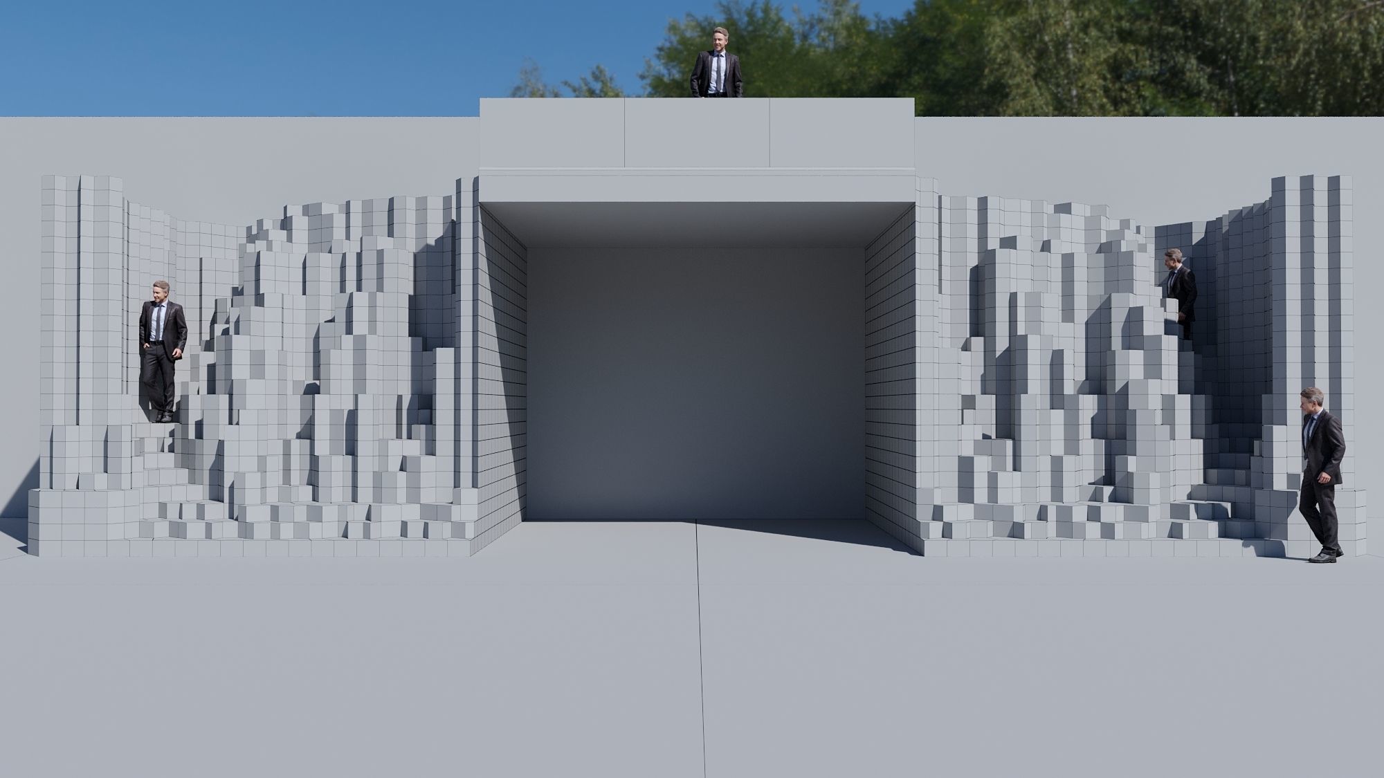 Futuristic stair for people to rest 3D model_5