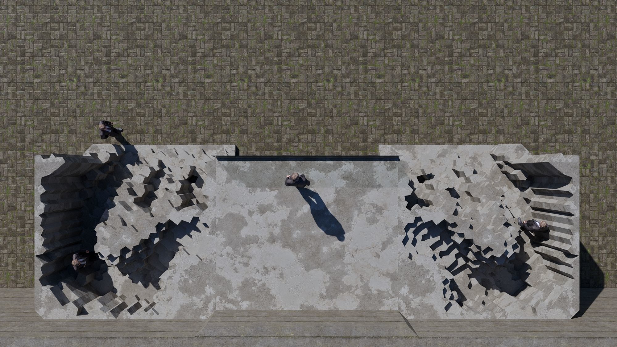 Futuristic stair for people to rest 3D model_2