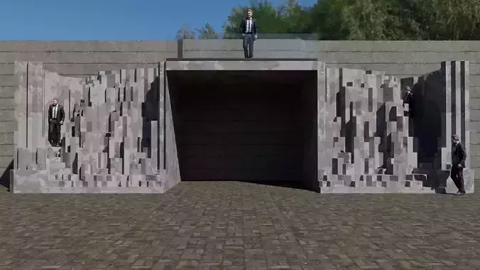 Futuristic stair for people to rest 3D model