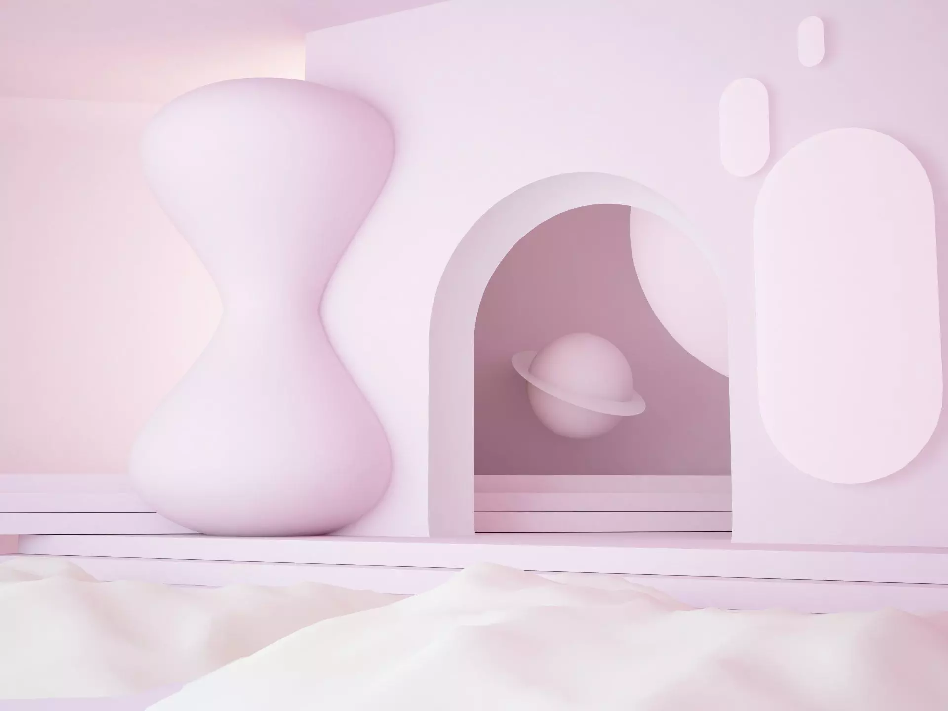 Scene with arch corridor and shape decorative elements 3D model_0