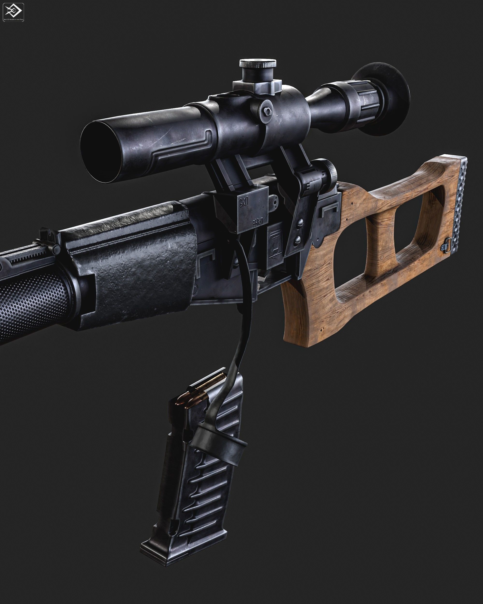 VSS  Sniper Rifle Low-poly 3D model_9