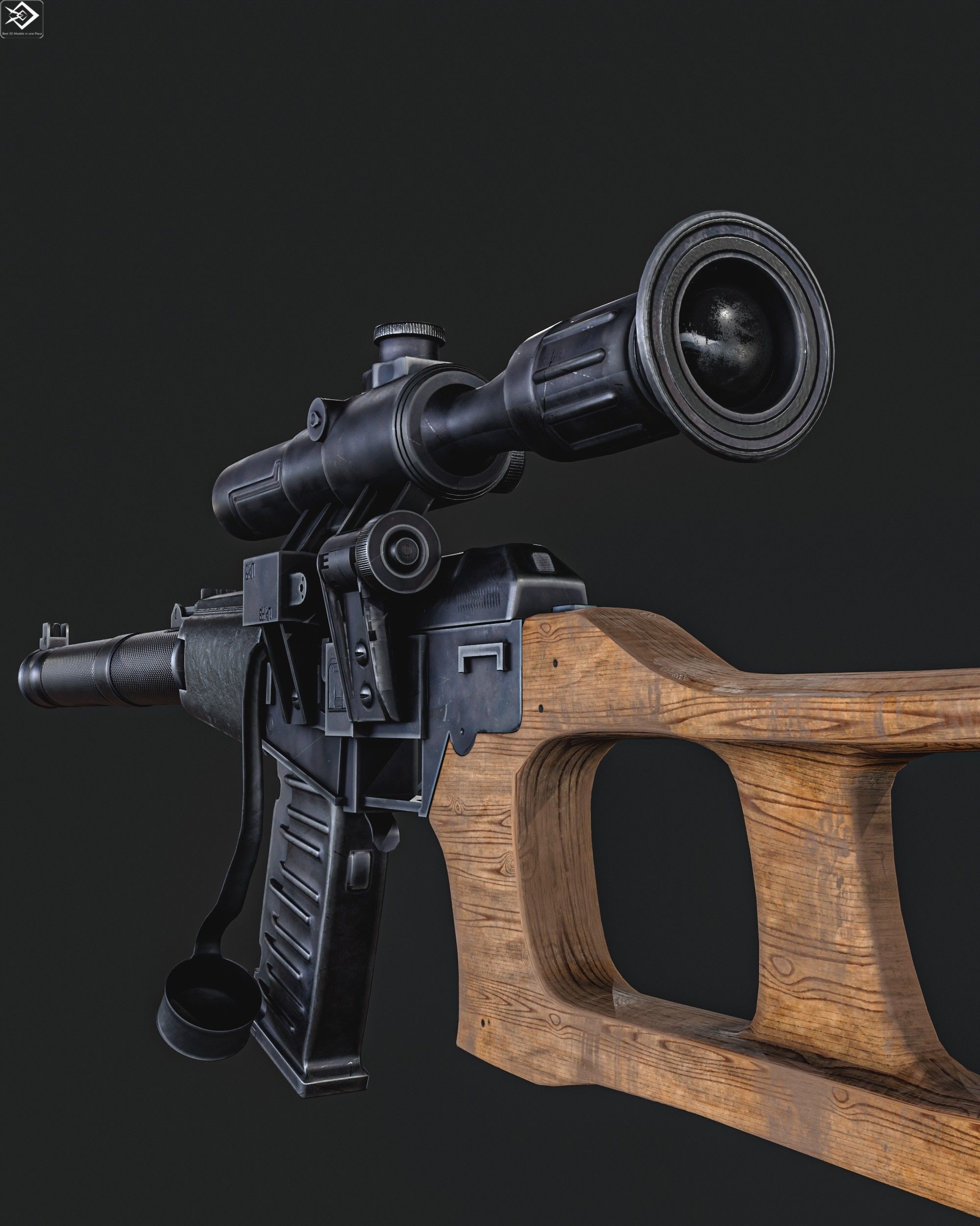 VSS  Sniper Rifle Low-poly 3D model_7