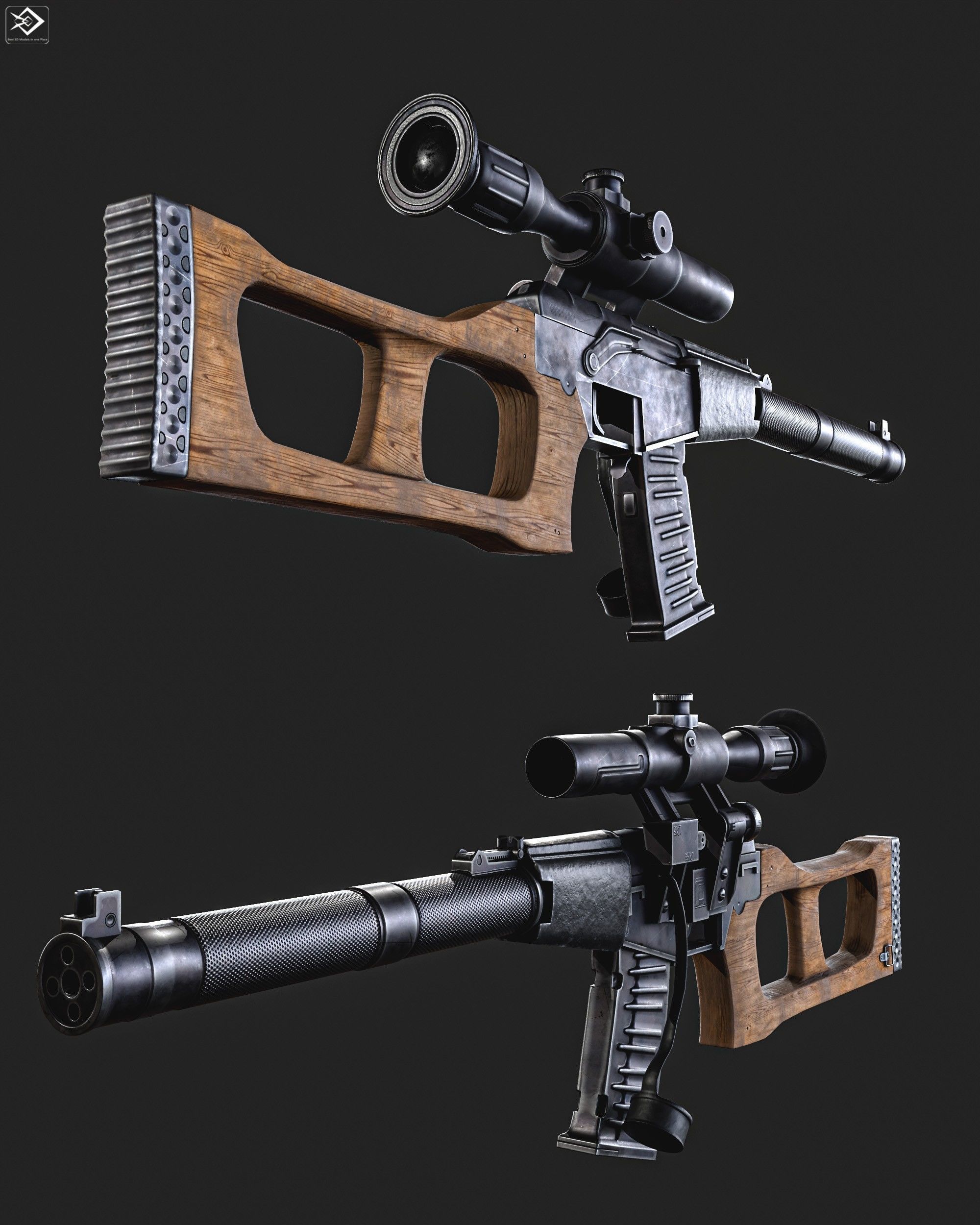 VSS  Sniper Rifle Low-poly 3D model_2