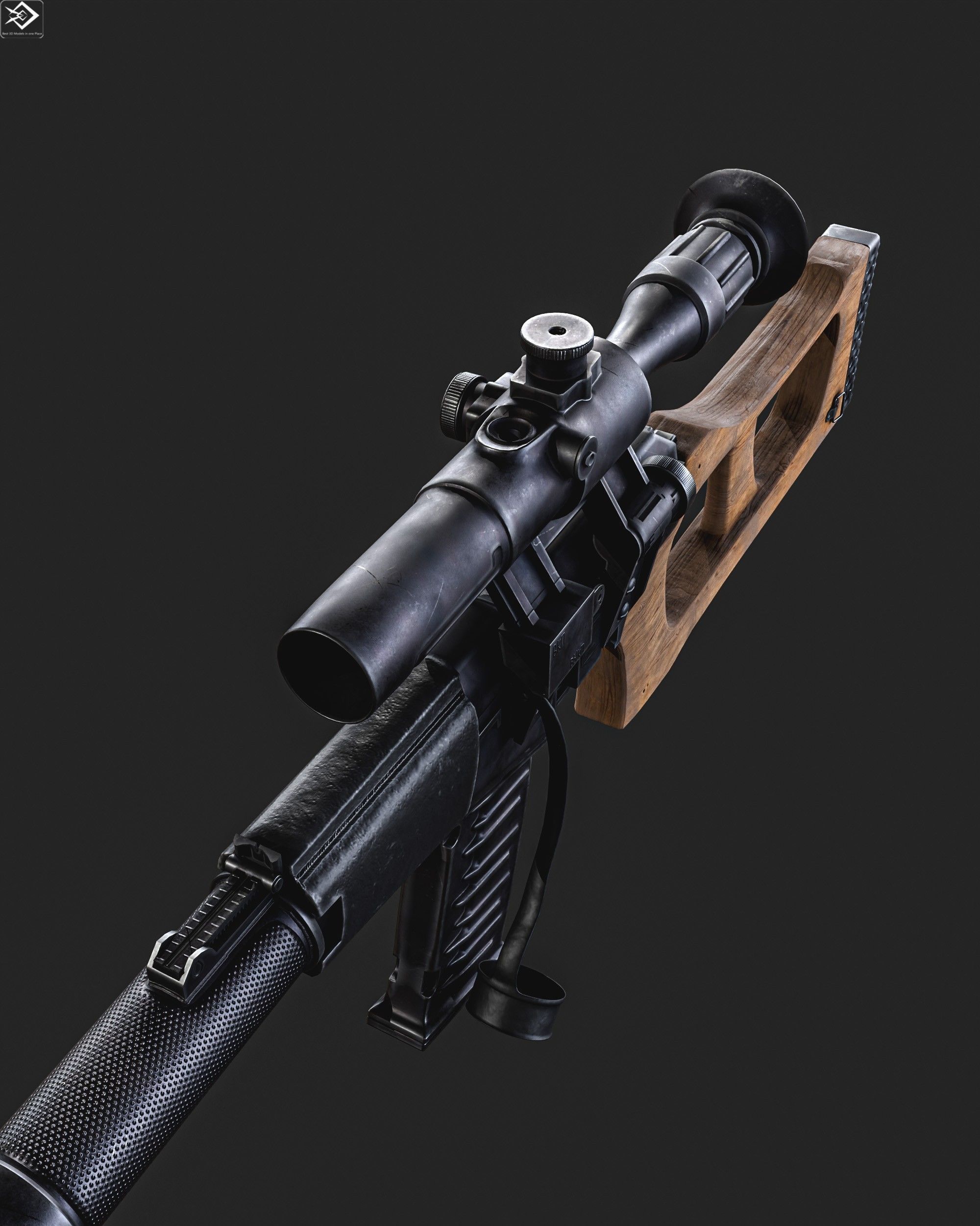 VSS  Sniper Rifle Low-poly 3D model_8