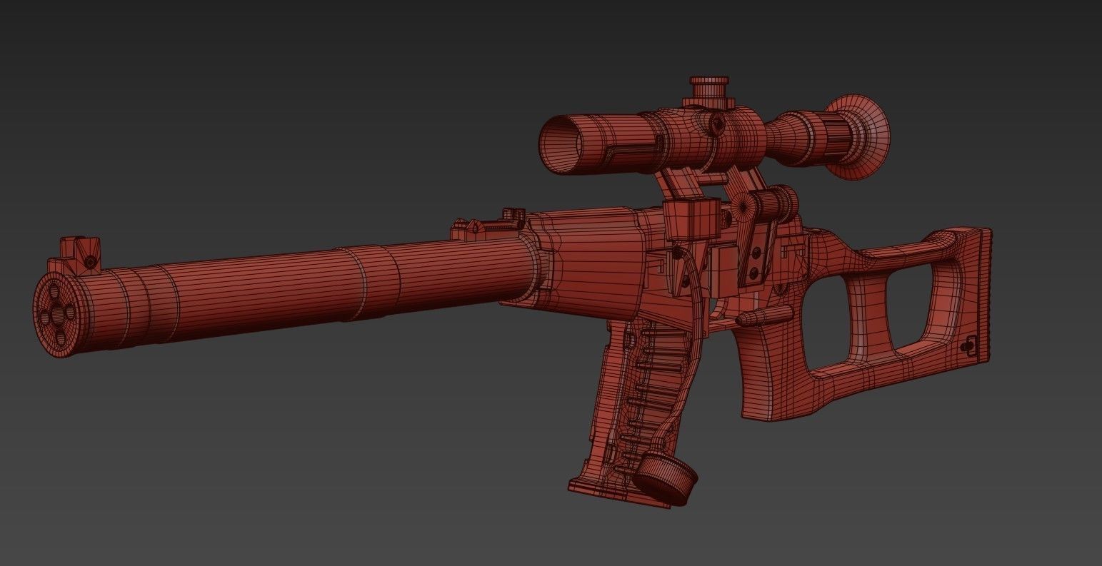 VSS  Sniper Rifle Low-poly 3D model_14