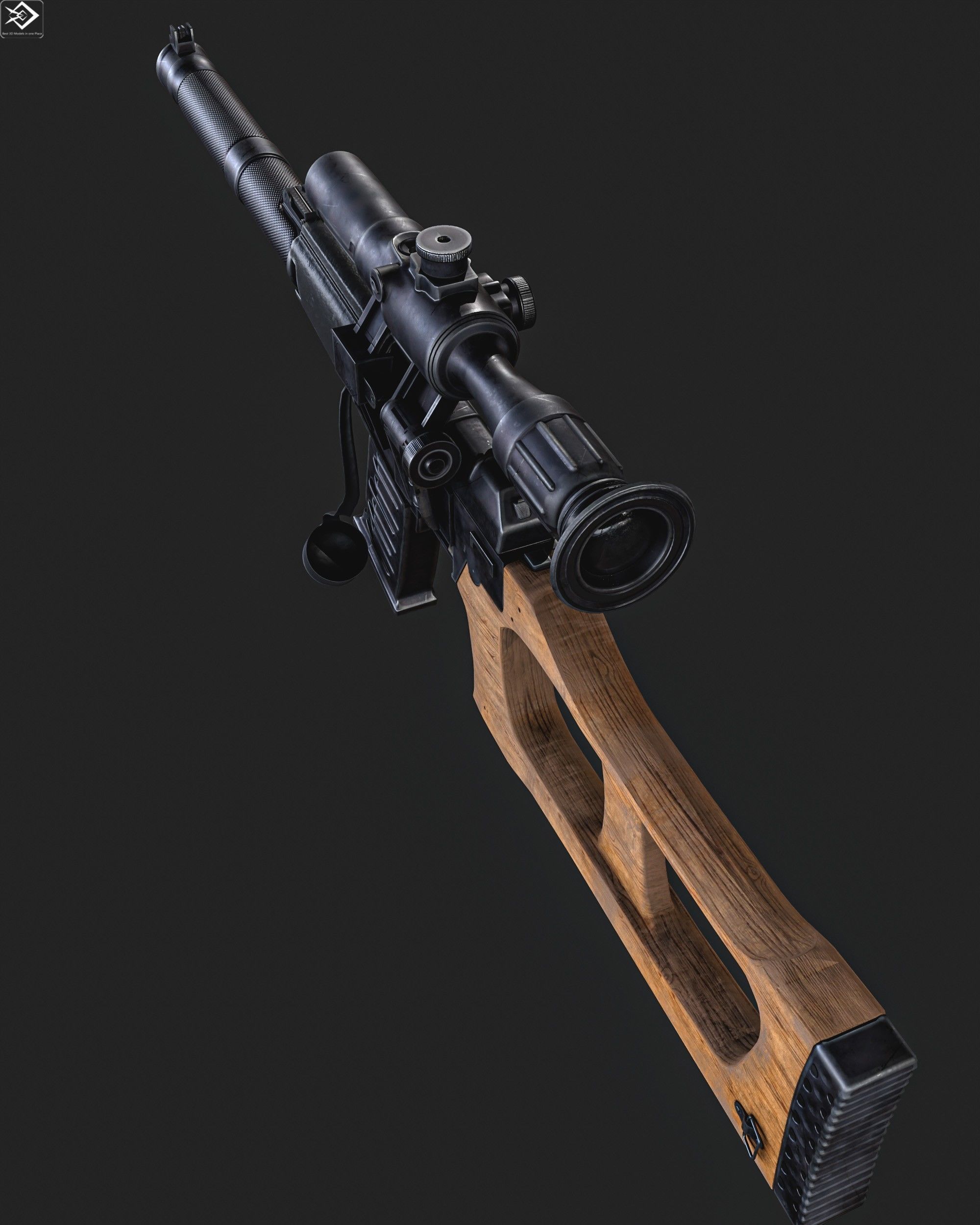 VSS  Sniper Rifle Low-poly 3D model_5