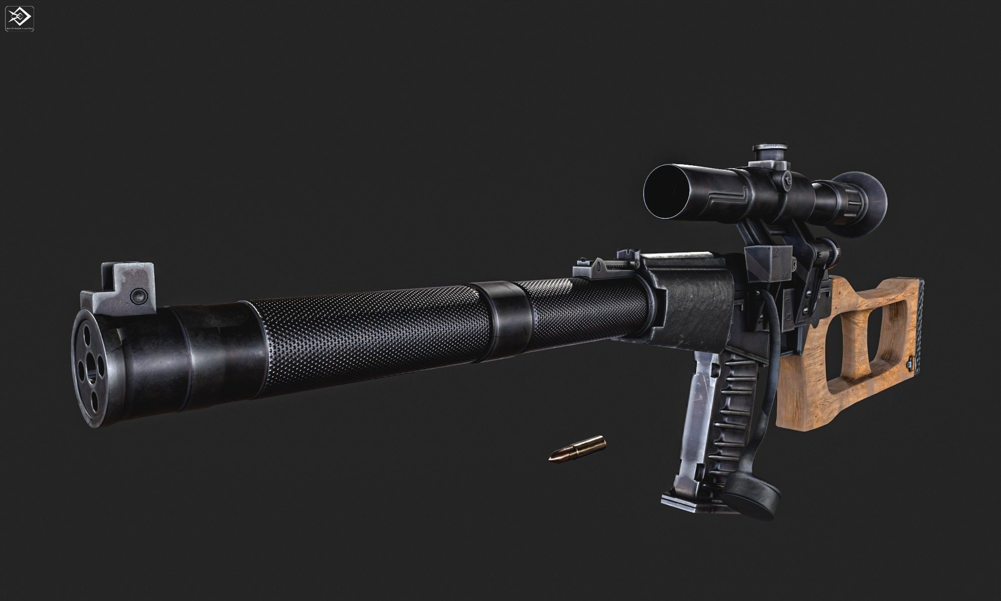 VSS  Sniper Rifle Low-poly 3D model_1