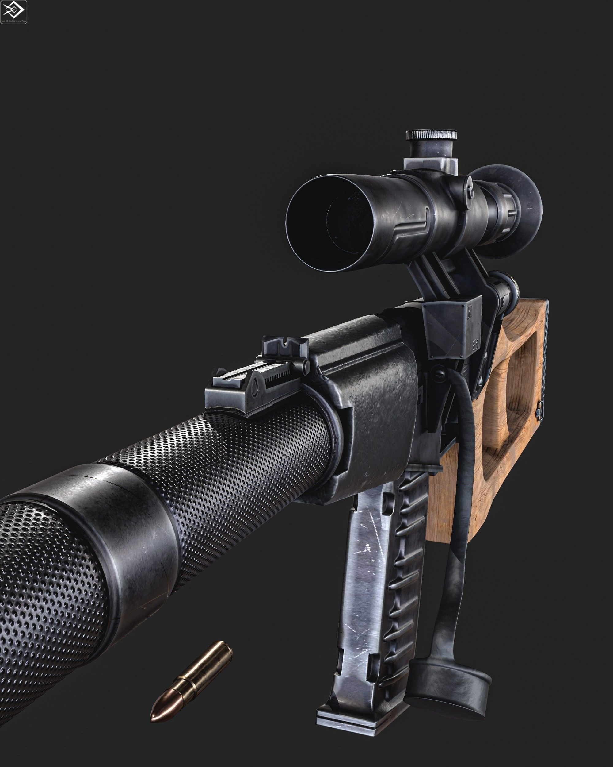 VSS  Sniper Rifle Low-poly 3D model_4