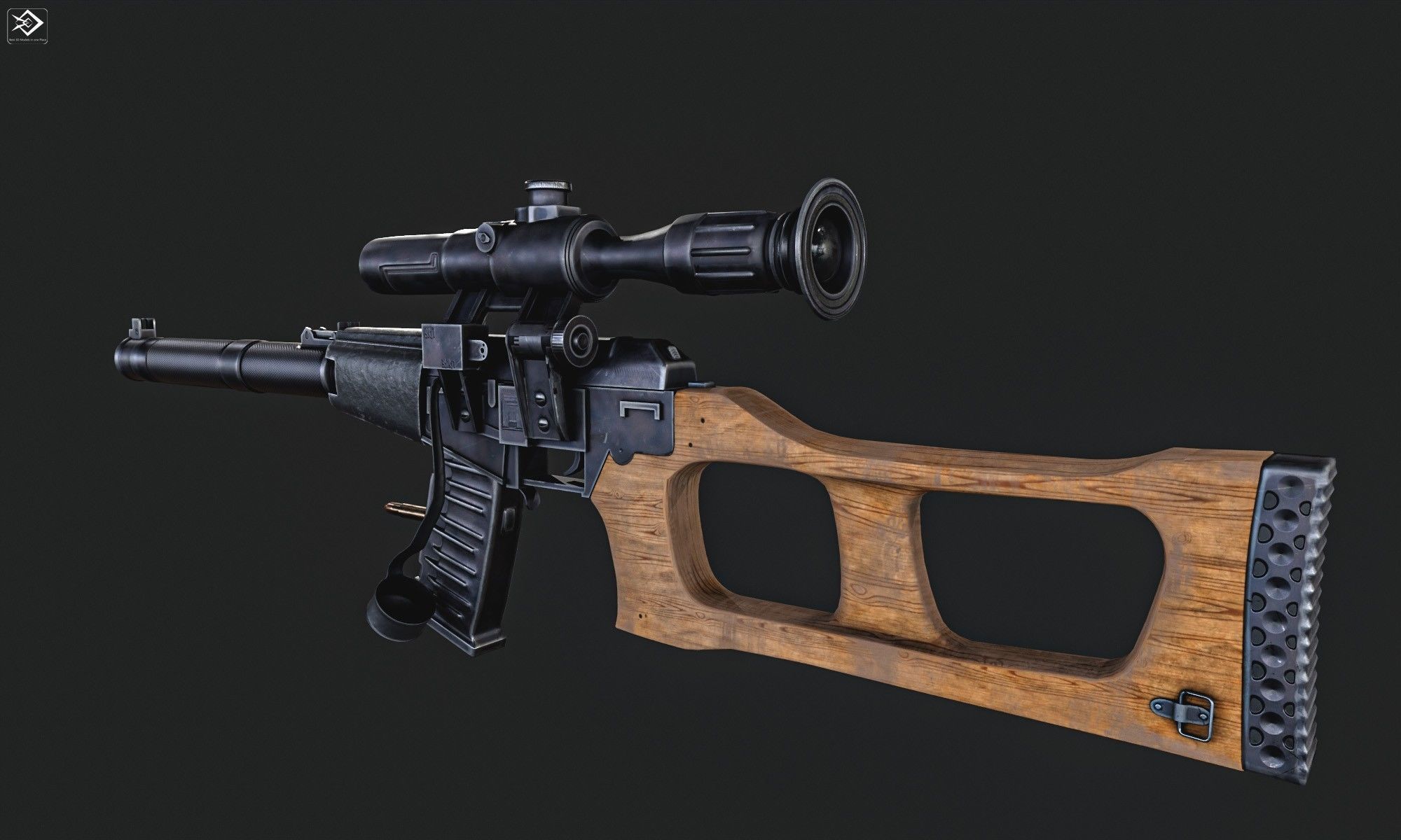 VSS  Sniper Rifle Low-poly 3D model_10