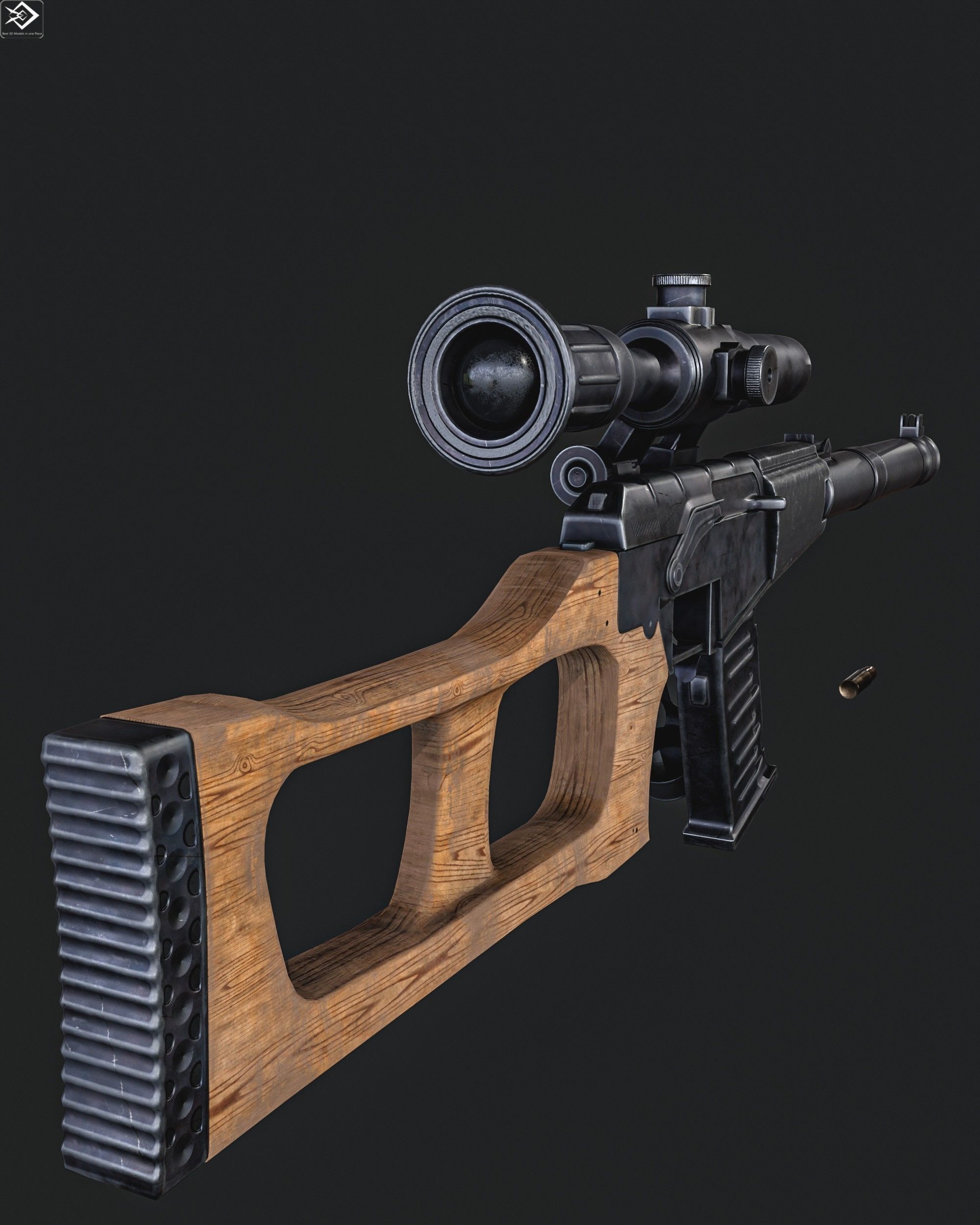 VSS  Sniper Rifle Low-poly 3D model_11