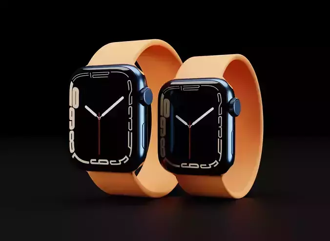 Apple Watch Series 7 in 41 and 45 mm in all Colors Low-poly 3D model