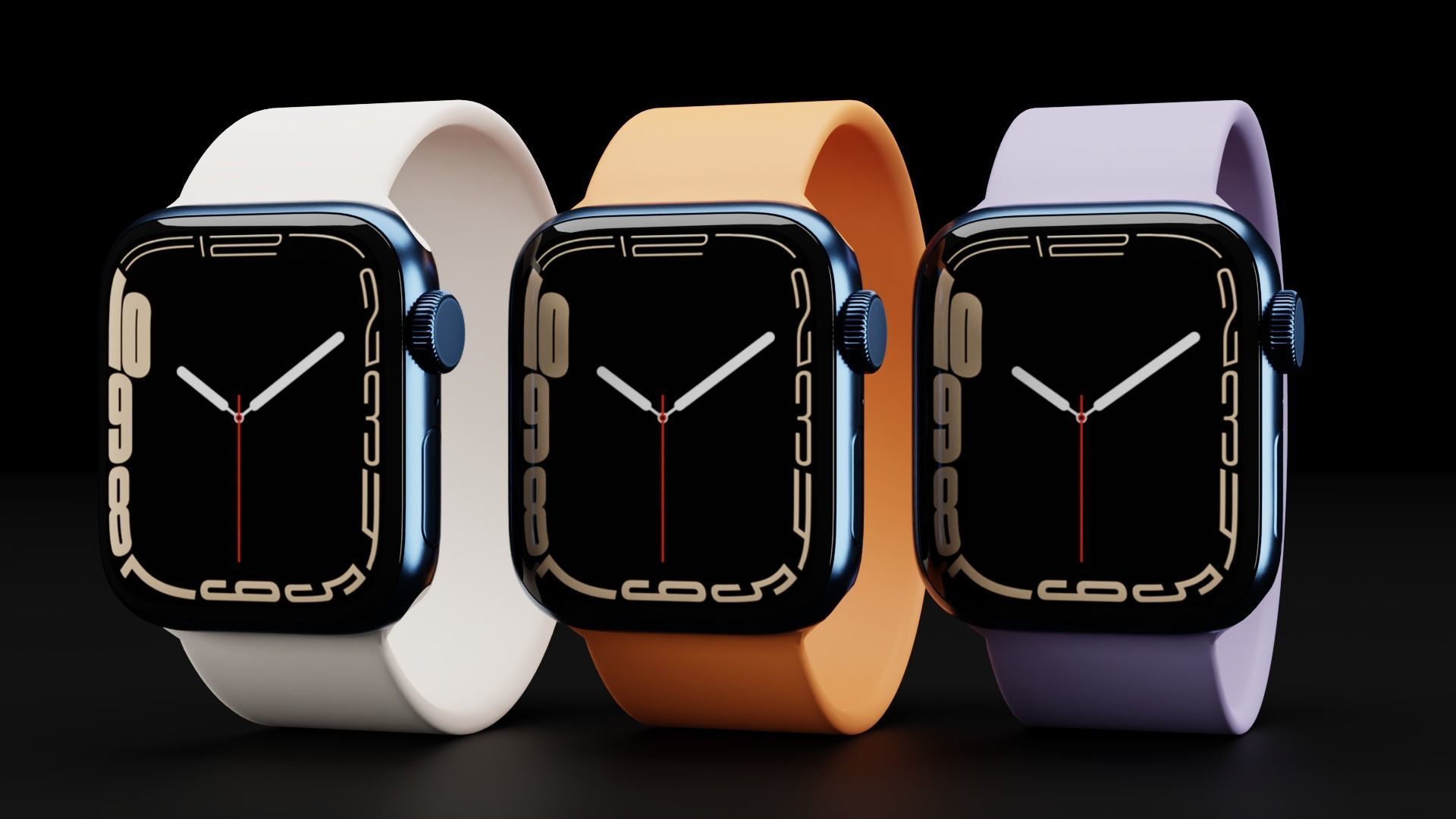 Apple Watch Series 7 in 41 and 45 mm in all Colors Low-poly 3D model_4