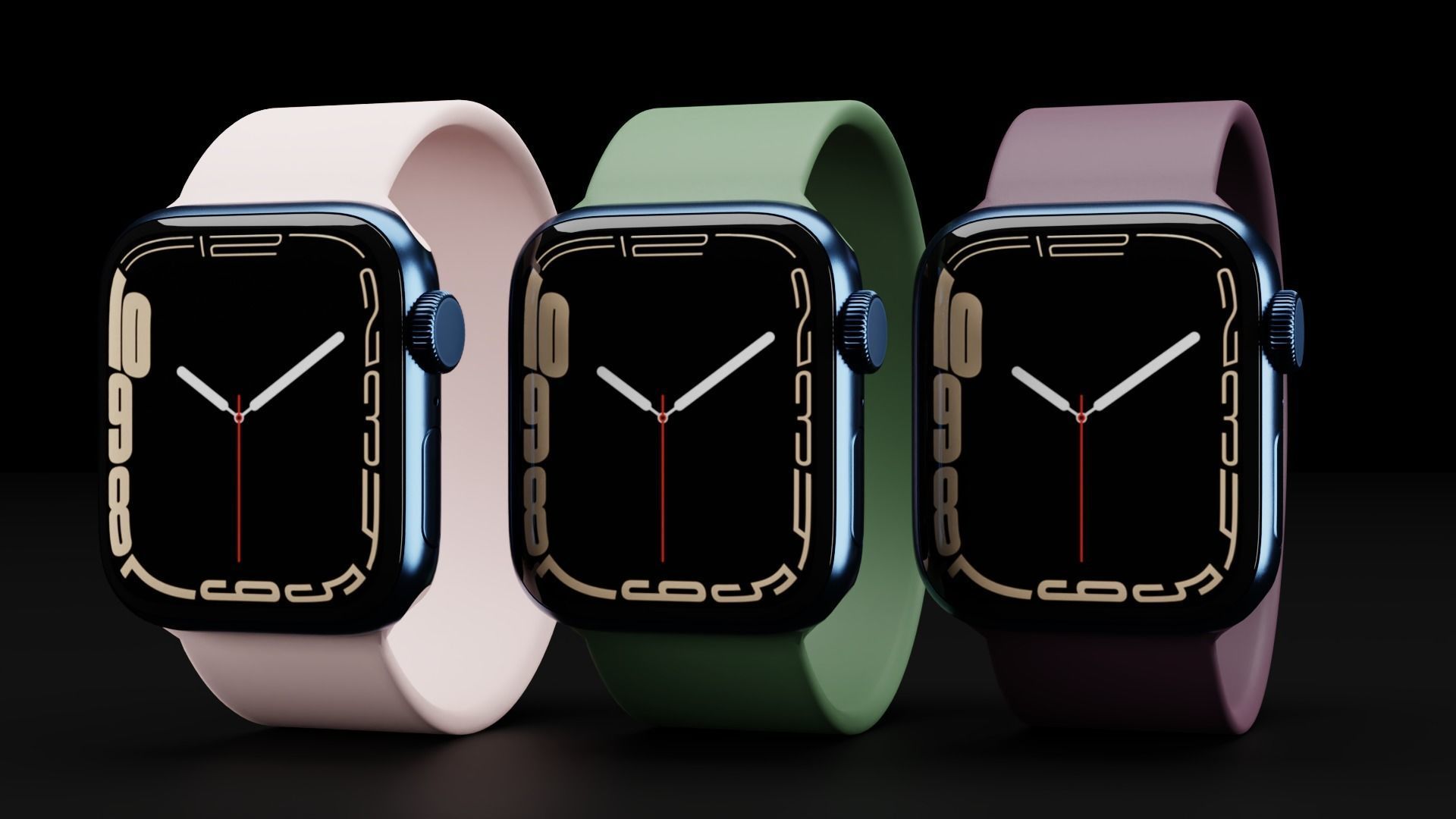 Apple Watch Series 7 in 41 and 45 mm in all Colors Low-poly 3D model_5