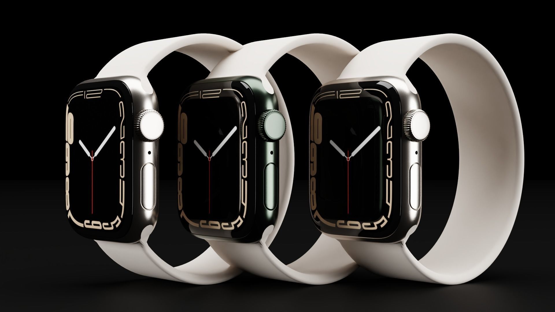 Apple Watch Series 7 in 41 and 45 mm in all Colors Low-poly 3D model_6