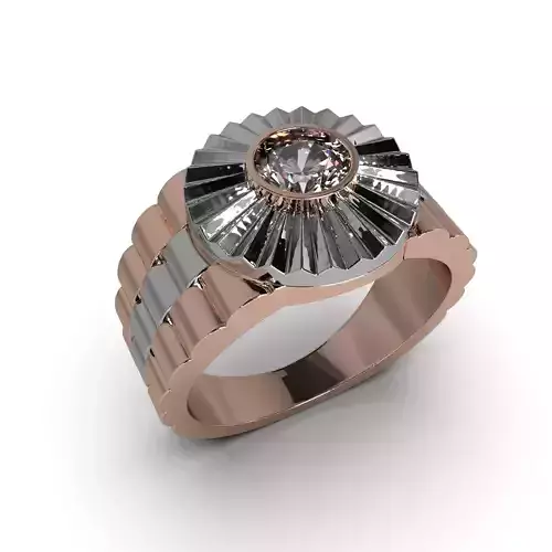 Rolex ring white gold overlays 3D print model