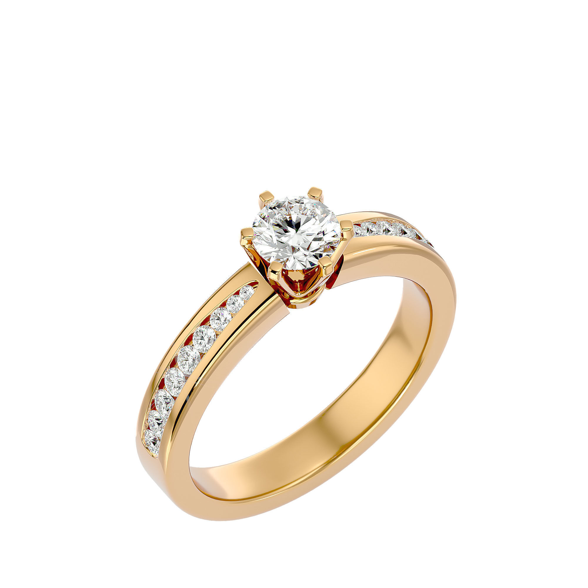 Solitaire ring model 3D print model_11