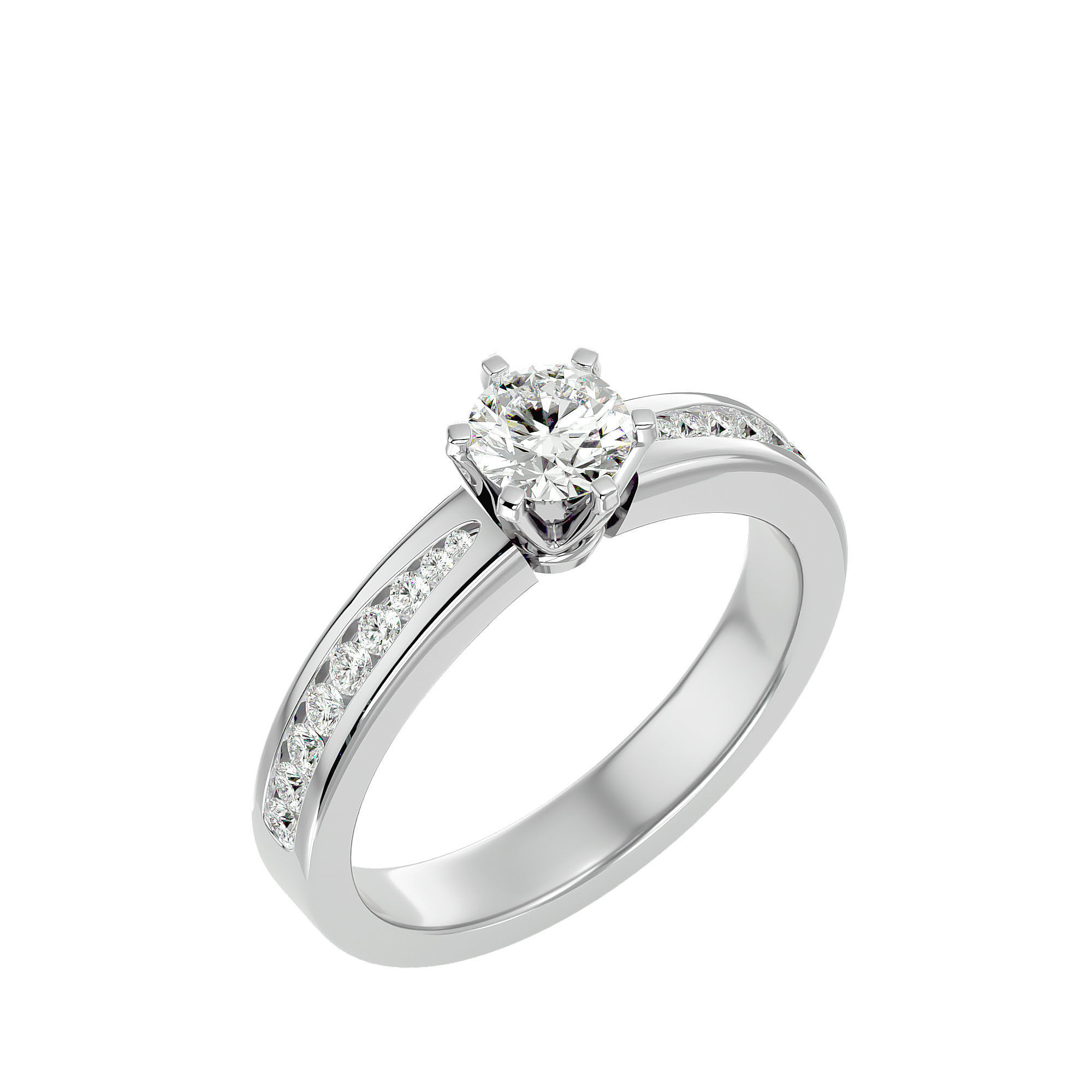 Solitaire ring model 3D print model_10