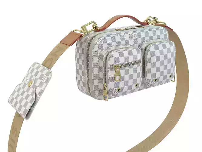 Louis Vuitton Utility Crossbody Bag Damier Azur canvas Low-poly 3D model