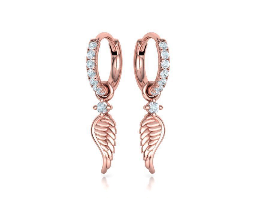 Hoop Earrings French Pave Setting Angel Wings design 3D print model_11