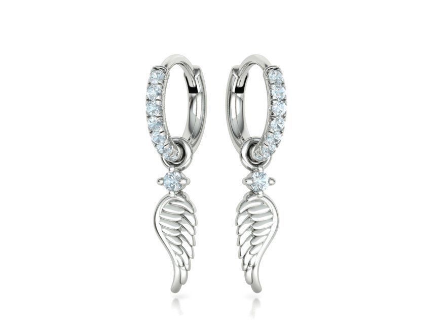 Hoop Earrings French Pave Setting Angel Wings design 3D print model_10