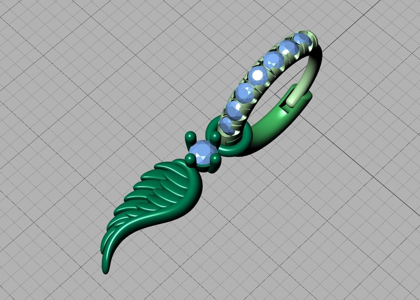 Hoop Earrings French Pave Setting Angel Wings design 3D print model_17