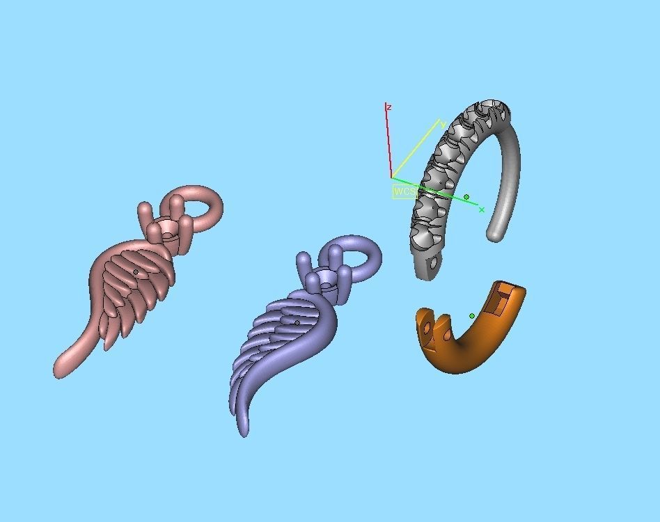 Hoop Earrings French Pave Setting Angel Wings design 3D print model_21