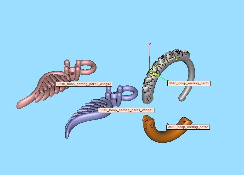 Hoop Earrings French Pave Setting Angel Wings design 3D print model_14