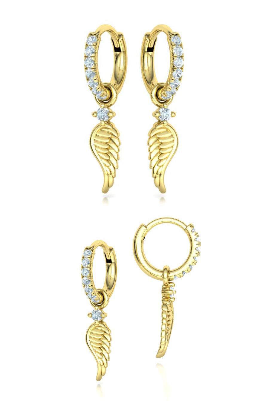 Hoop Earrings French Pave Setting Angel Wings design 3D print model_22