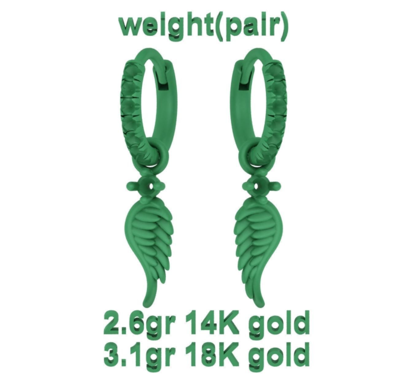 Hoop Earrings French Pave Setting Angel Wings design 3D print model_15