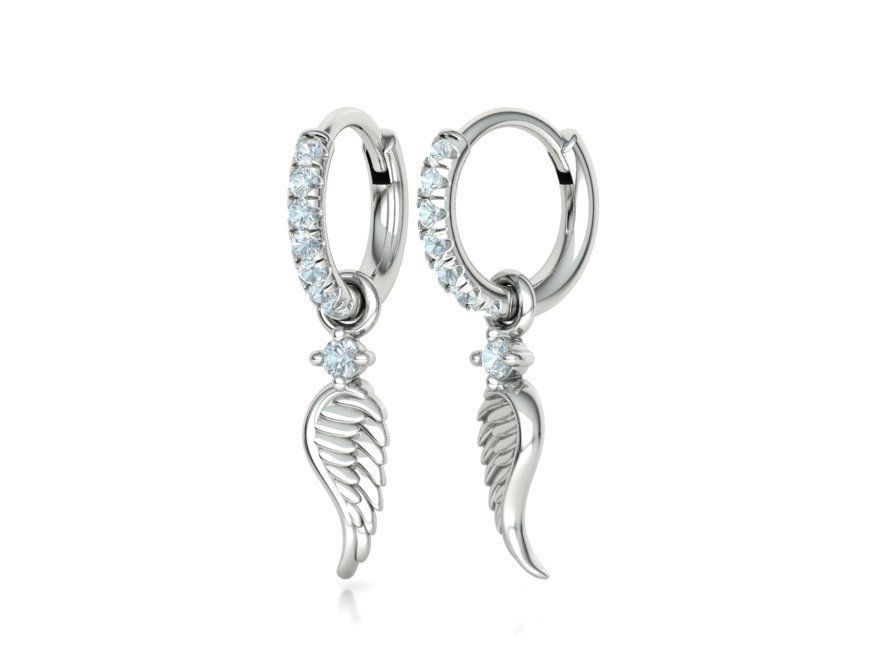 Hoop Earrings French Pave Setting Angel Wings design 3D print model_5
