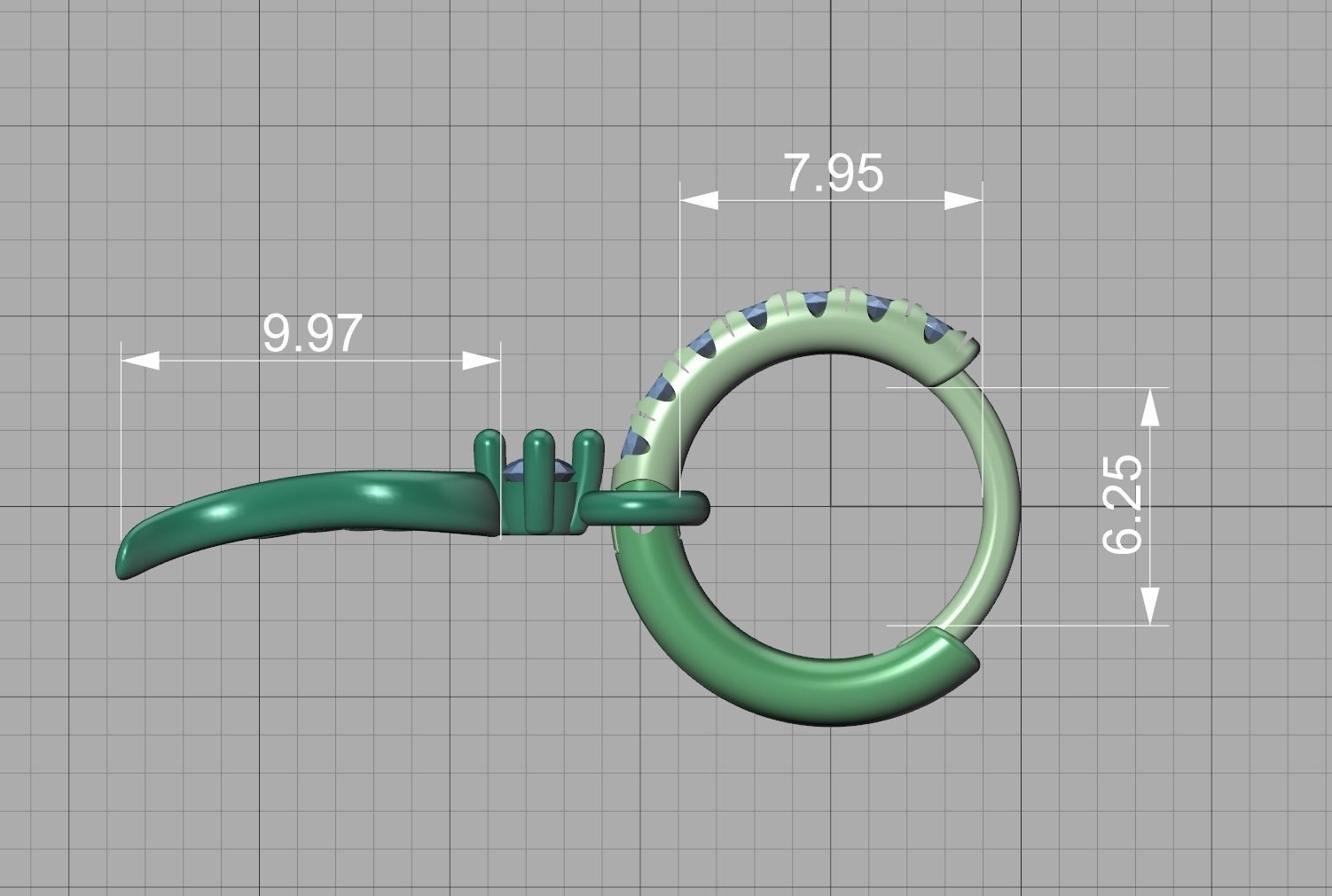 Hoop Earrings French Pave Setting Angel Wings design 3D print model_16