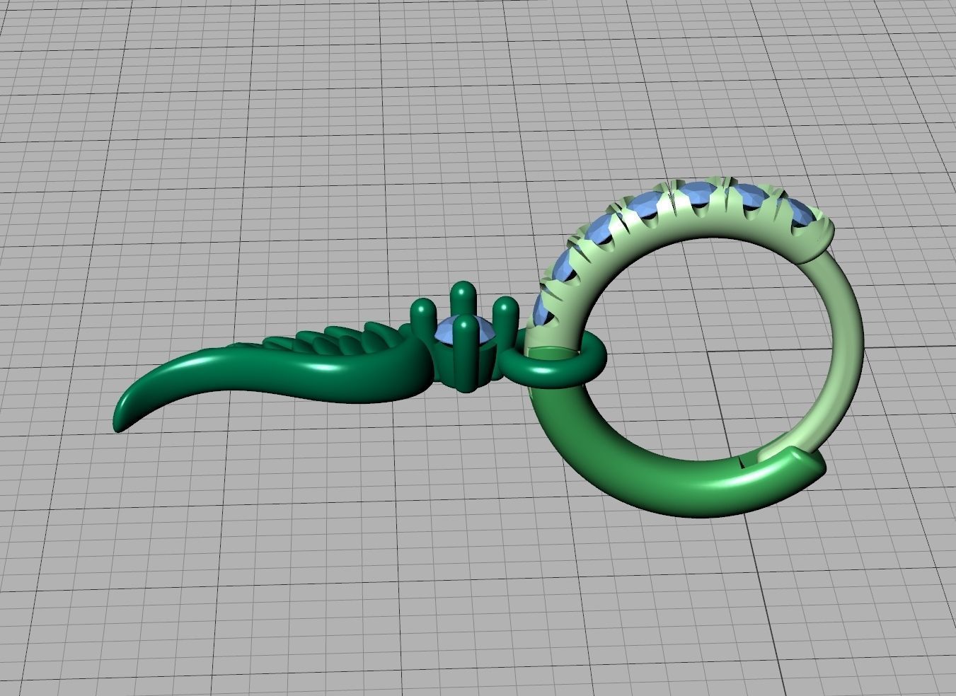 Hoop Earrings French Pave Setting Angel Wings design 3D print model_18