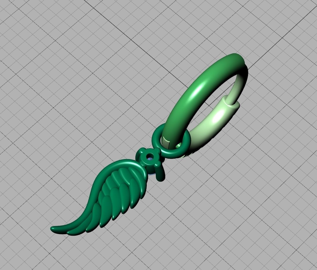 Hoop Earrings French Pave Setting Angel Wings design 3D print model_20