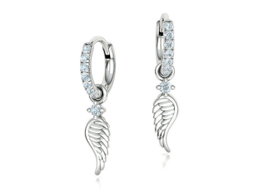 Hoop Earrings French Pave Setting Angel Wings design 3D print model_7