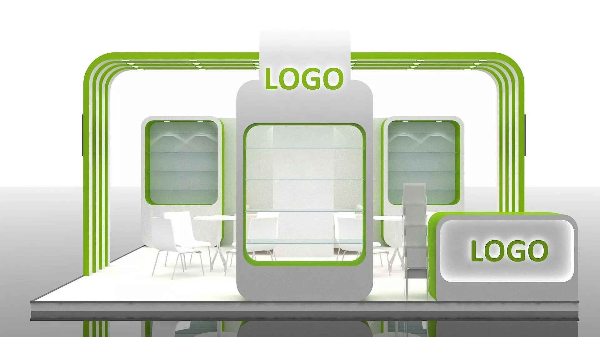 Exhibition Stand 6 meter x 6 meter 3 side open stall 3D model