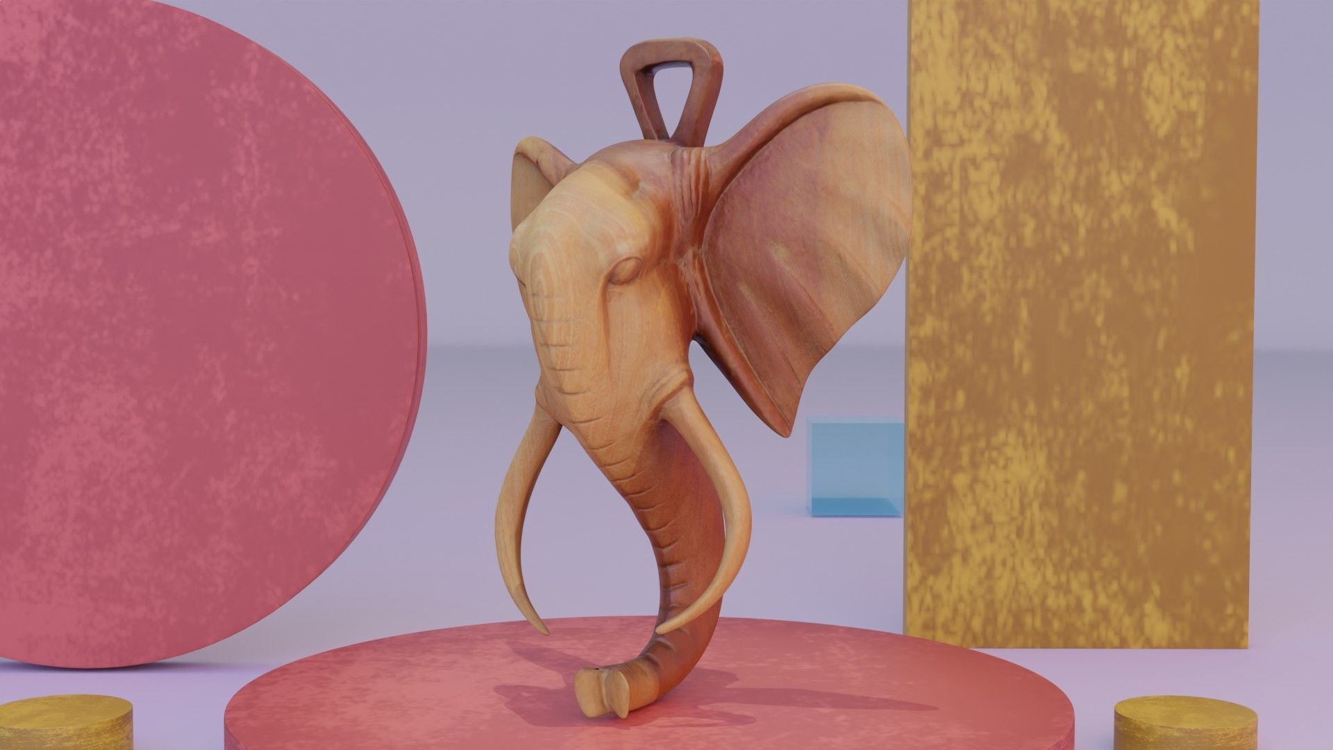 Elephant head wall decor Low-poly 3D model_11
