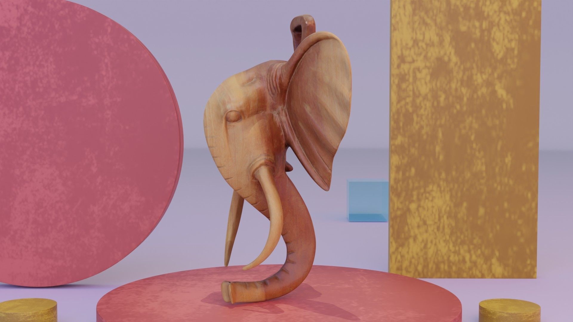 Elephant head wall decor Low-poly 3D model_10