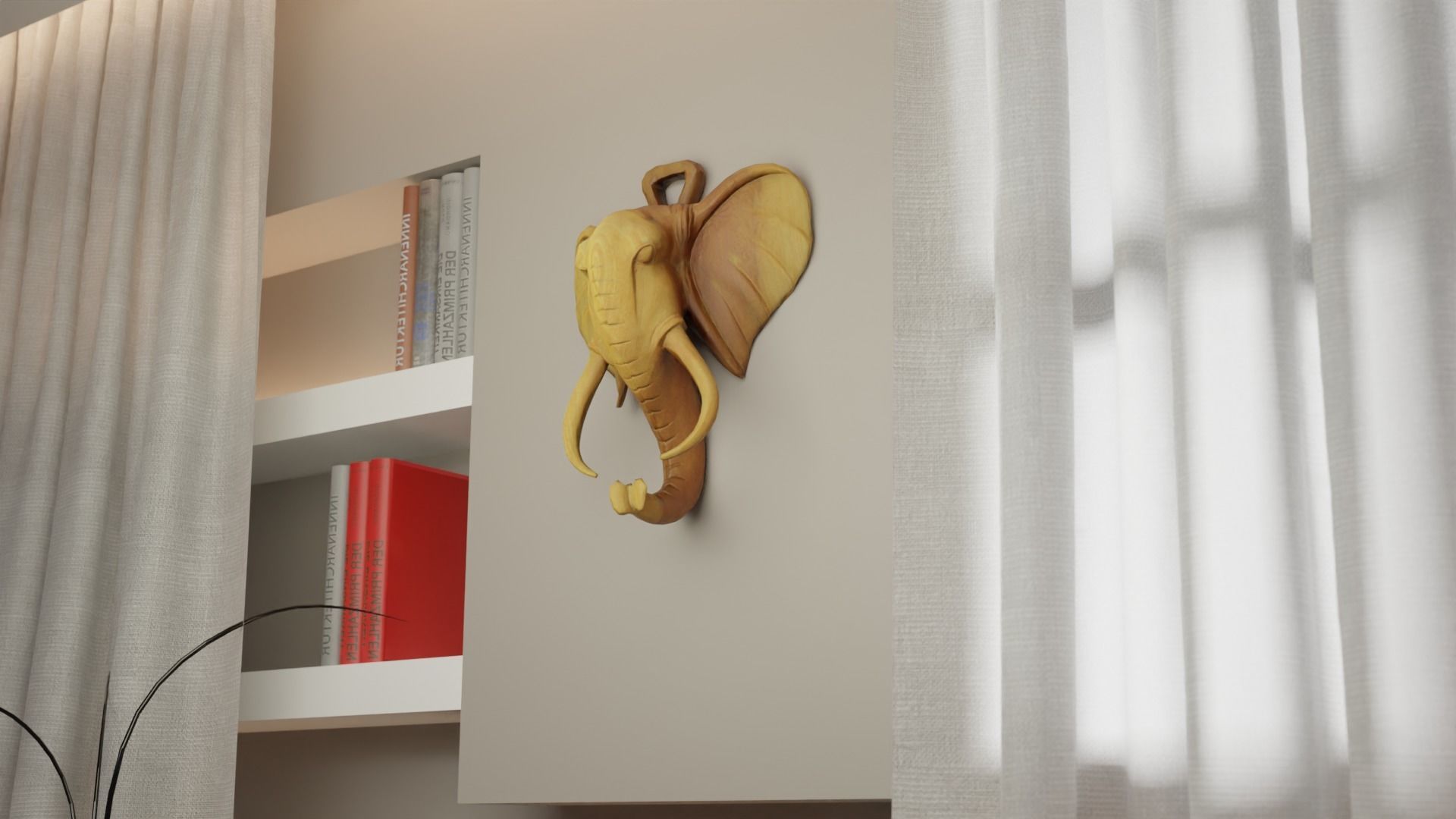 Elephant head wall decor Low-poly 3D model_1