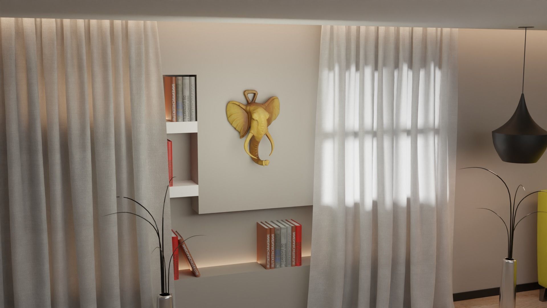 Elephant head wall decor Low-poly 3D model_12