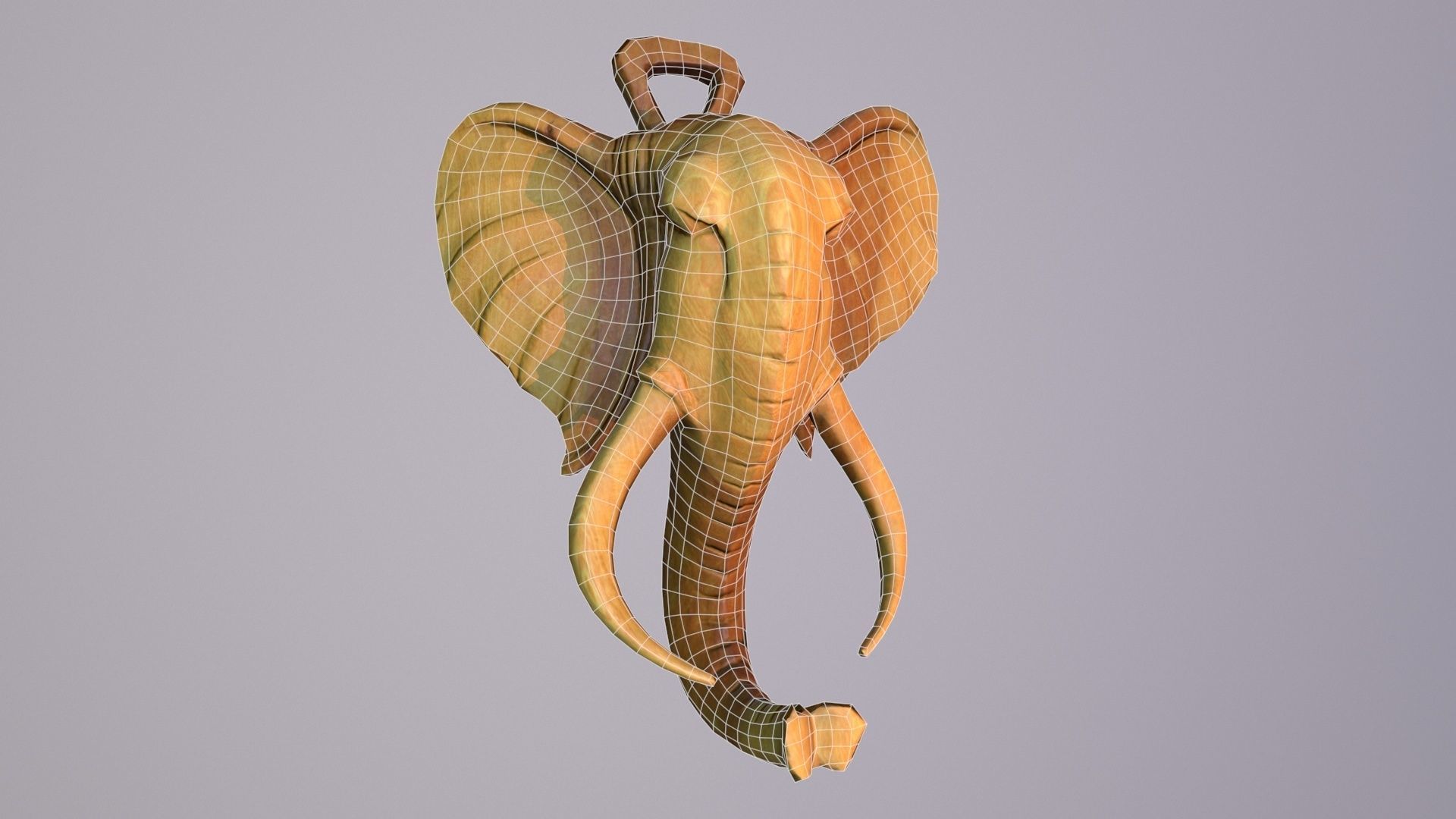 Elephant head wall decor Low-poly 3D model_24