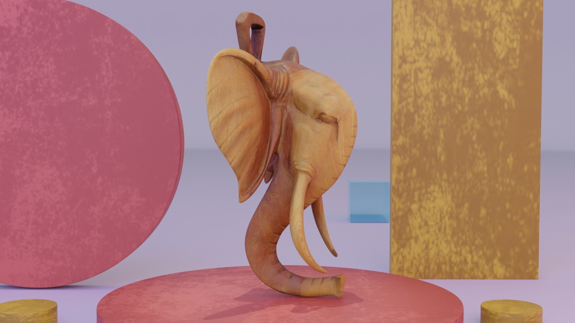 Elephant head wall decor Low-poly 3D model_4