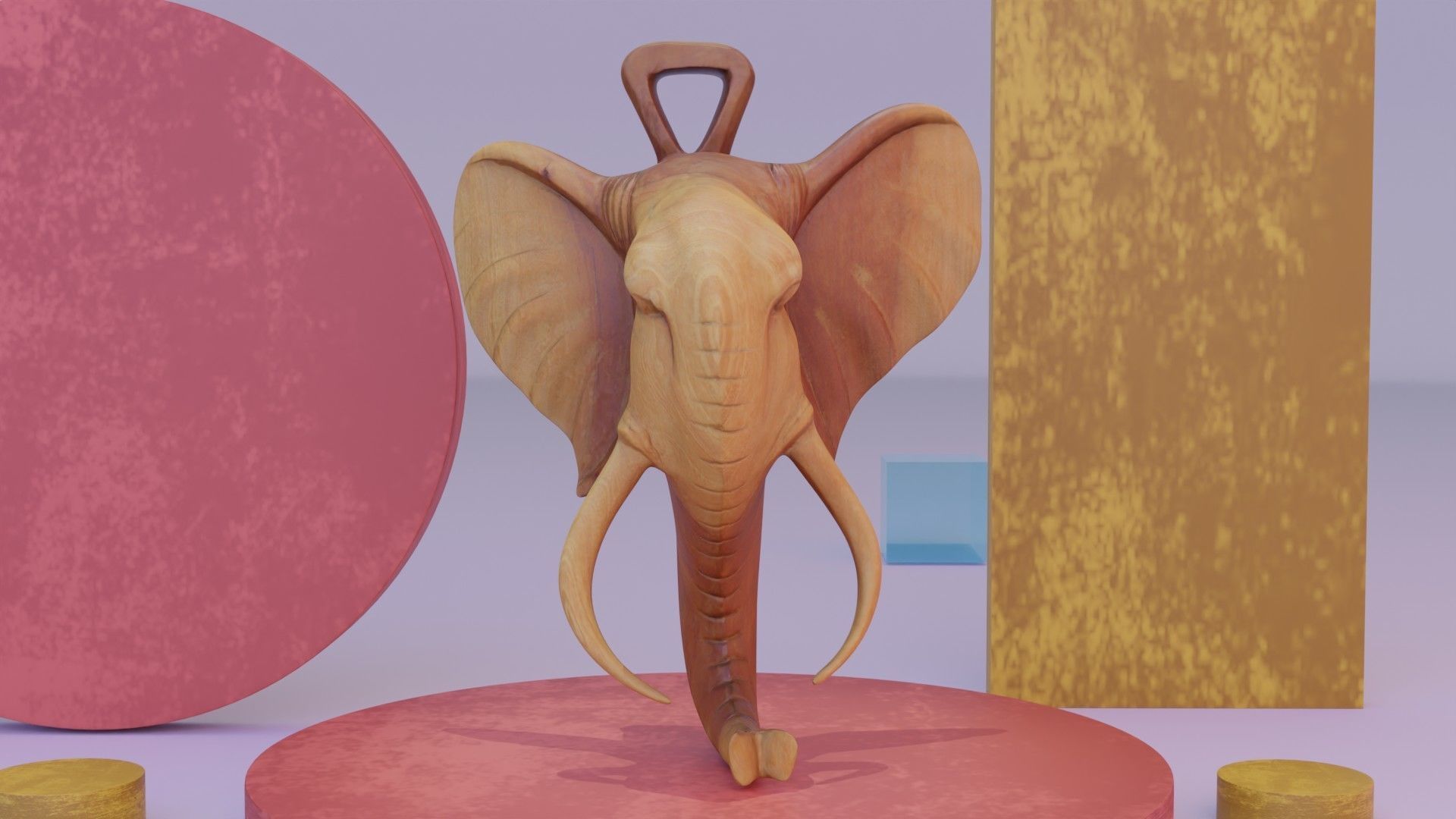 Elephant head wall decor Low-poly 3D model_2