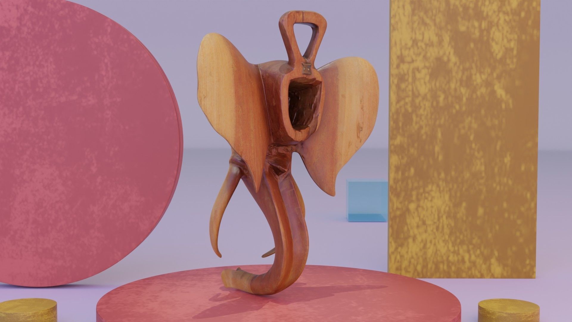 Elephant head wall decor Low-poly 3D model_8