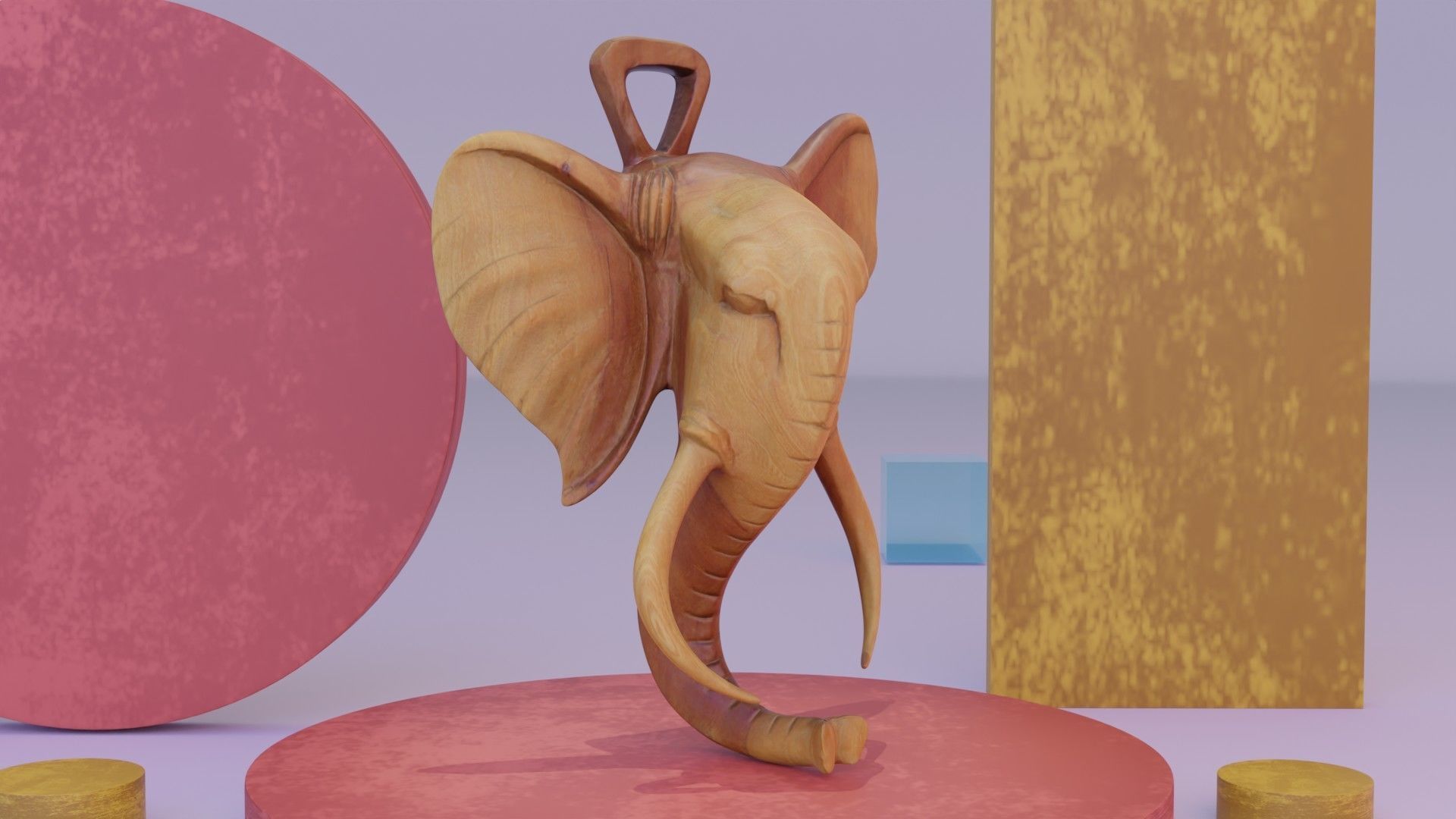 Elephant head wall decor Low-poly 3D model_3