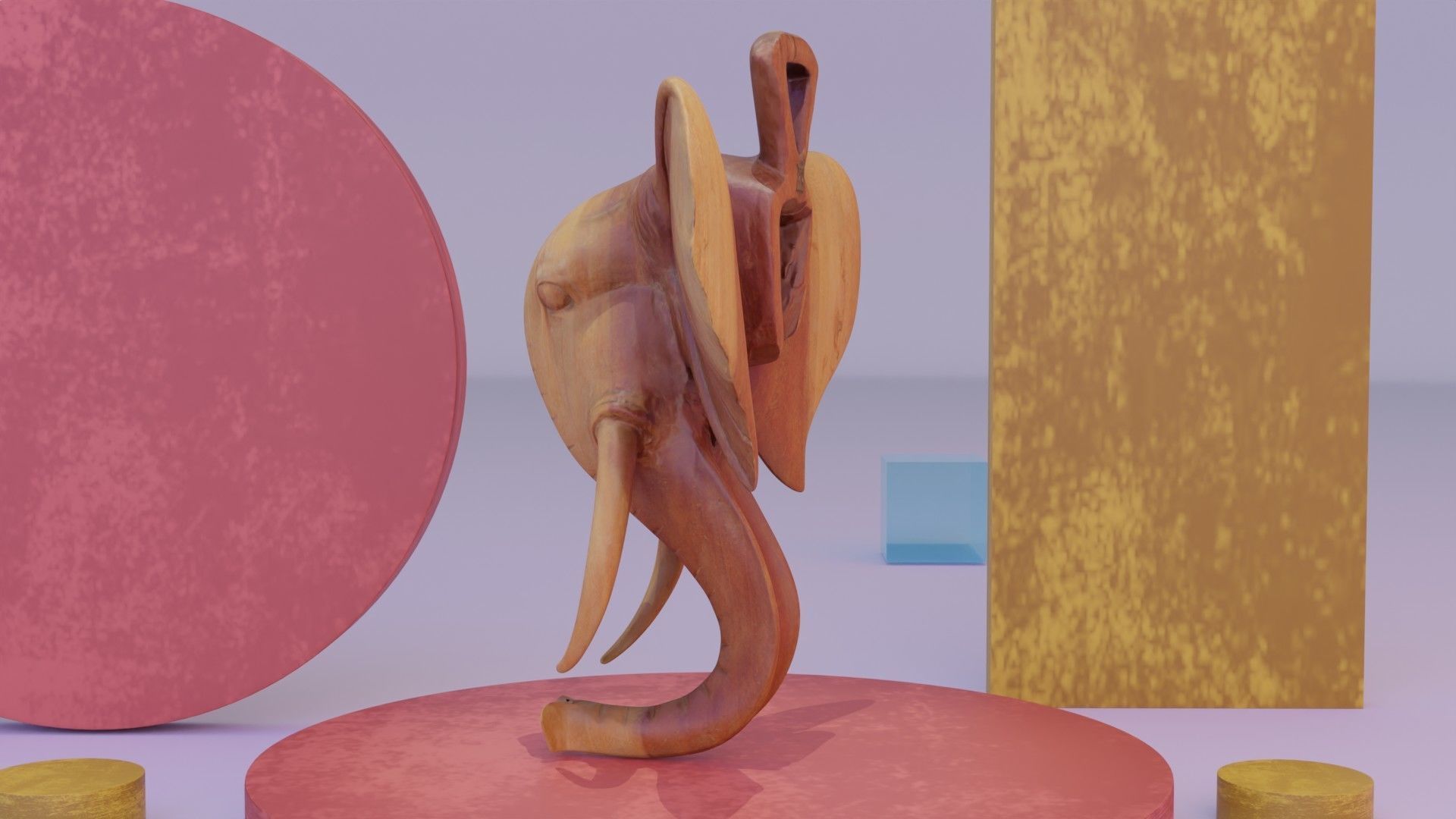 Elephant head wall decor Low-poly 3D model_9