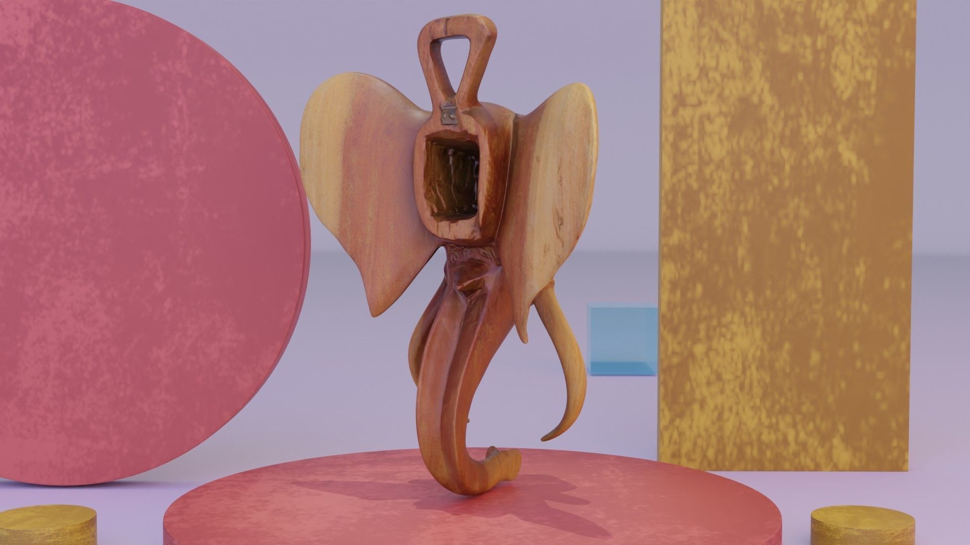 Elephant head wall decor Low-poly 3D model_6